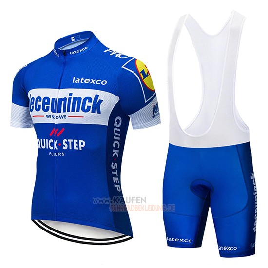 Deceuninck Quick Step Kurzarmtrikot 2019 und Kurze Tragerhose Blau Wei